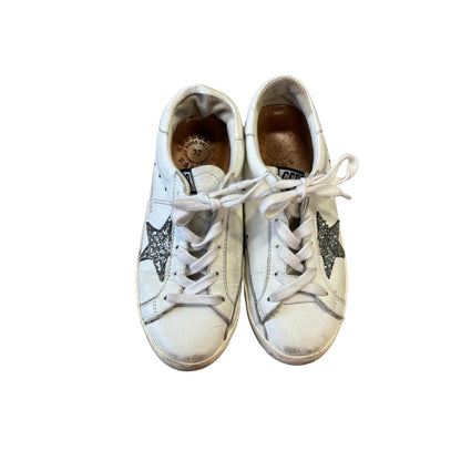 Golden Goose white leather w/sequin star, euro 32 big kid