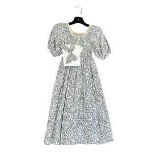 Rylee + Cru Grey and White Floral Dress with Details and Bow Clip New with Tags, 4-5 years