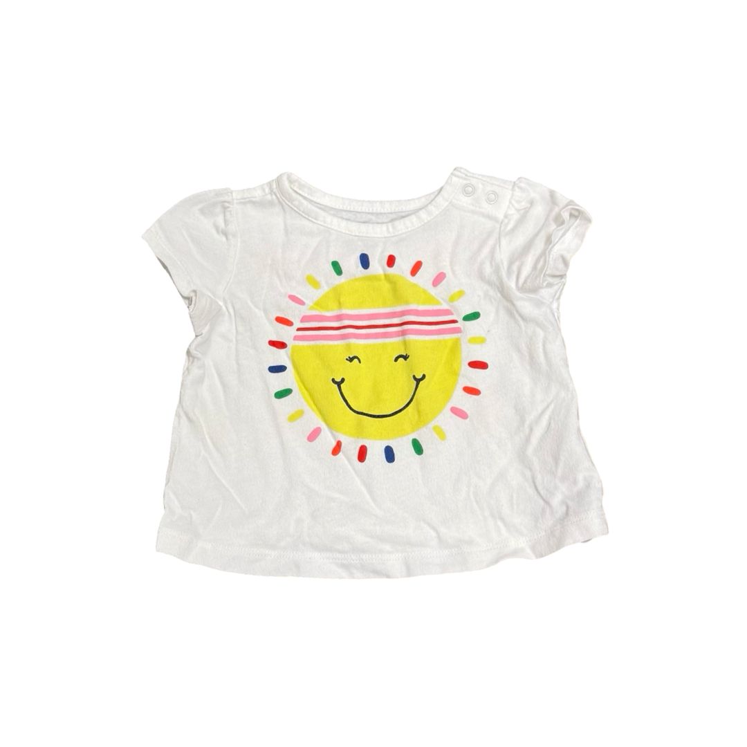 Gap White T-Shirt with Sunshine Graphic, 3-6 months