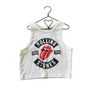Zara White Rolling Stones Tank Top, 9-10 years