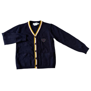 Bonpoint Black Cardigan with Coloured Collar, 4 years