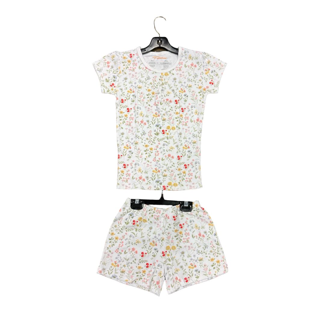 Petidoux White Pyjama Set with Flowers, 10 years