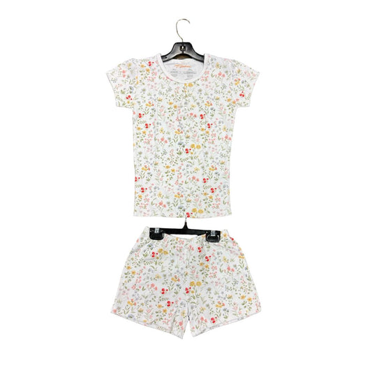 Petidoux White Pyjama Set with Flowers, 10 years