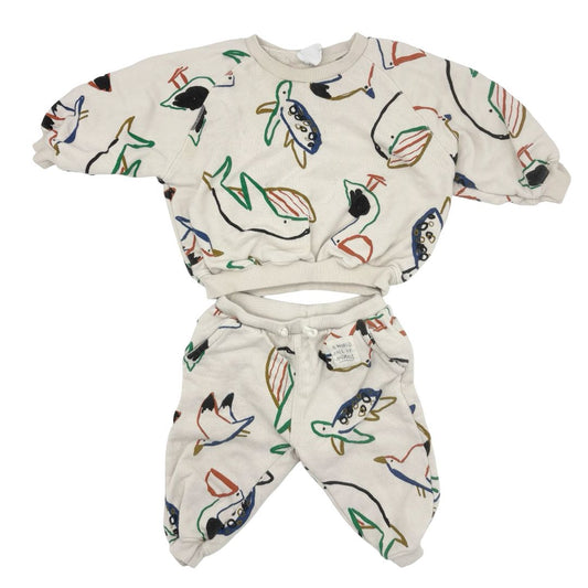 Zara White with Animals Sweat Set, 18-24 months