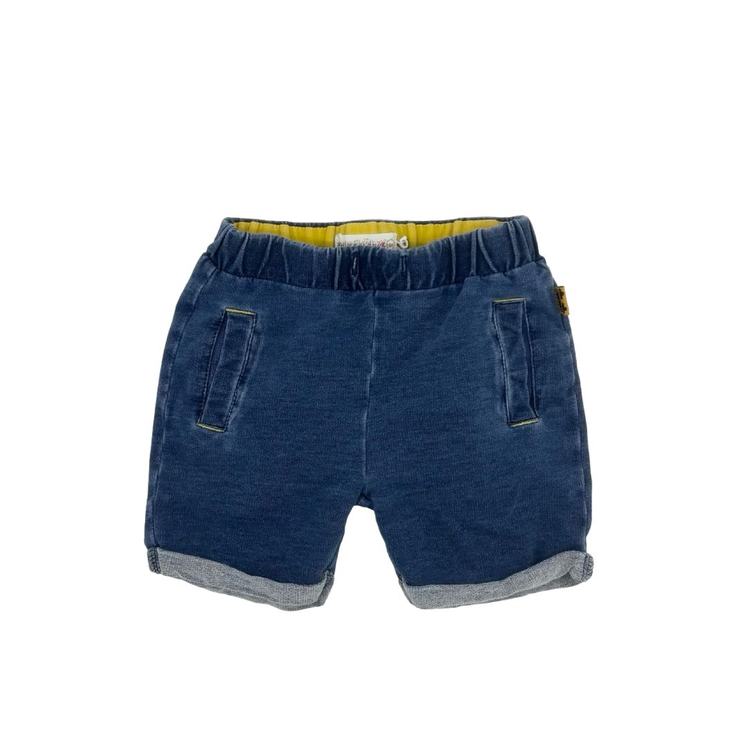 Deux Par Deux Faux Denim Stretchy Shorts, 18 months
