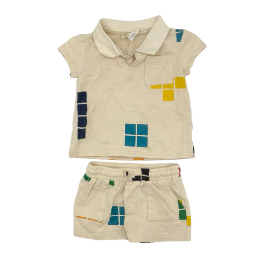 Teela Cream with Colours Collared T-Shirt and Short Set, 12 months