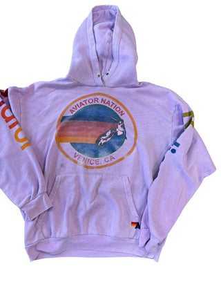 Aviator Nation Purple hoodie with big logo, medium