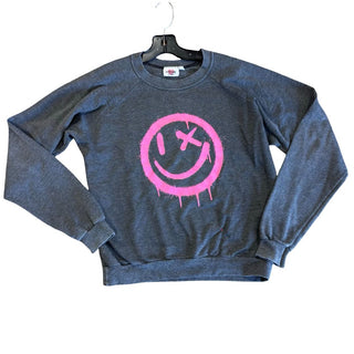 Lucy black w/pink smile face sweatshirt, medium