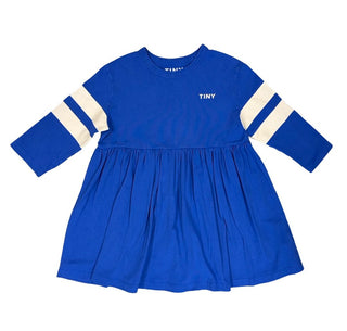 Tiny Cottons Blue Pleated Dress with White Stripes, 4 years