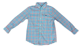 Vineyard Vines Blue and Red Plaid Button Down Shirt, 6 years