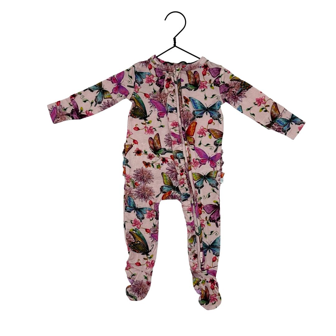 Posh Peanut pink butterfly sleeper, 3-6 months