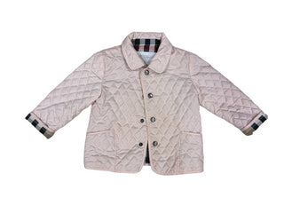 Burberry Pink Quilted Jacket with Burberry Plaid Lining, 12 months