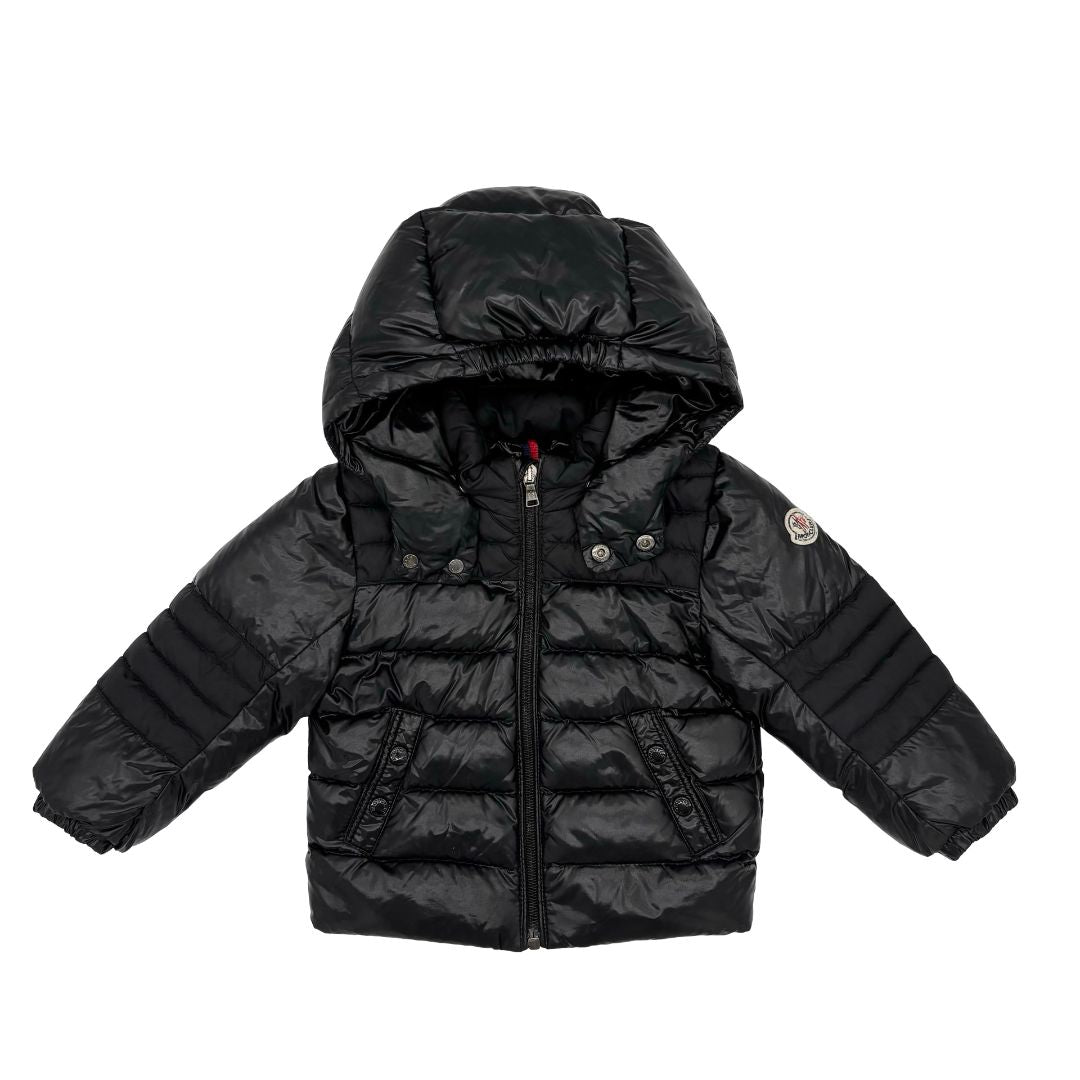Moncler black puffer jacket, 12-18 months