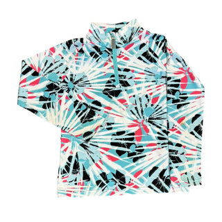 Spyder Ski Jacket and Pant Set with Ski Socks, Gloves, and Base Layer Long Sleeve Shirt in Pink, Teal, and Black Pattern, 10 years