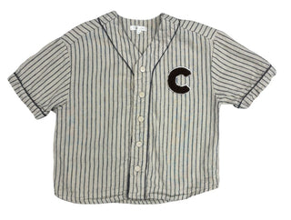 Rylee + Cru Beige and Grey Stripe Jersey with C Patch, 4-5 years