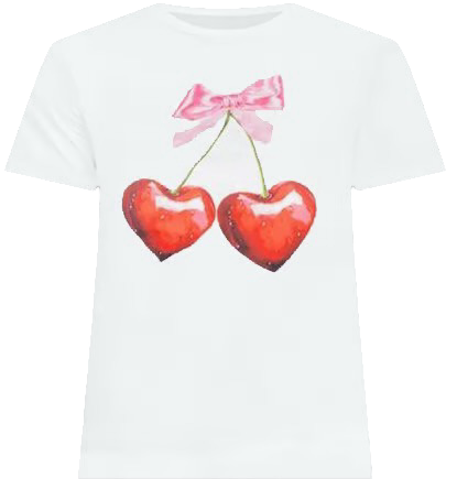 Edikted Cherry Heart Stretch Cotton Graphic T-Shirt, xs