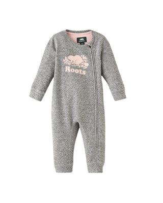 Roots Baby Organic Original Copper Beaver Romper Salt and Pepper with Pink, 3-6 months