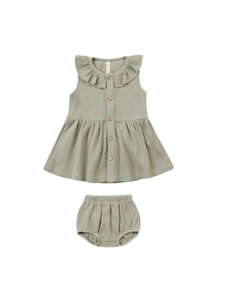 Quincy Mae Sage Waffle Collar Tank Dress, 3-6 months