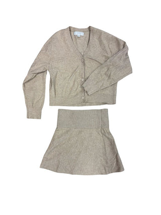 Zara Beige/sand cardigan and skirt knit set, 11-12 years