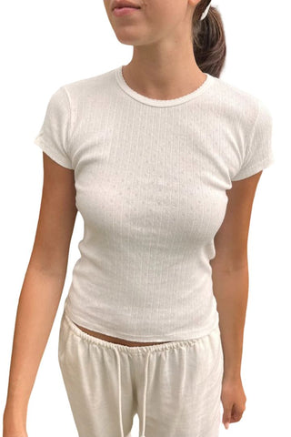 Brandy Melville Cream Hailie Eyelet Top, o/s