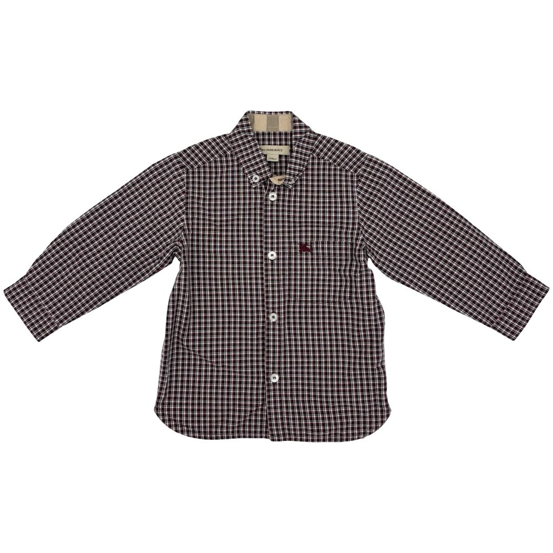 Burberry red/black plaid dress shirt, 2 years