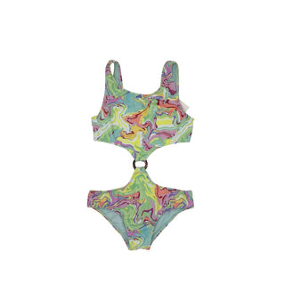 Limeapple patterned one piece w/cutouts, 8 years