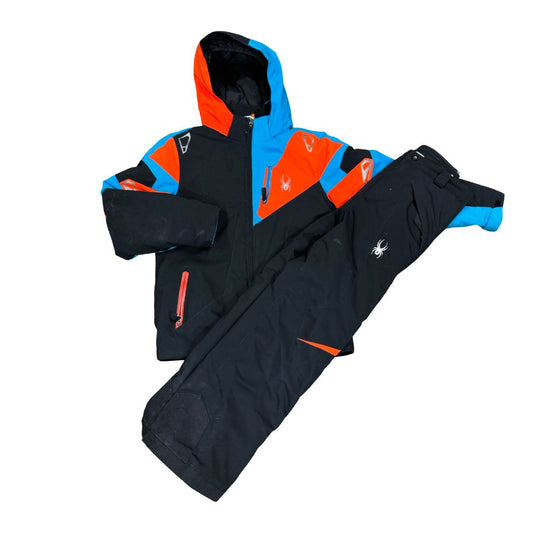 Spyder Orange, Blue, and Black Spyder Snowpants and Jacket Set, 14 years