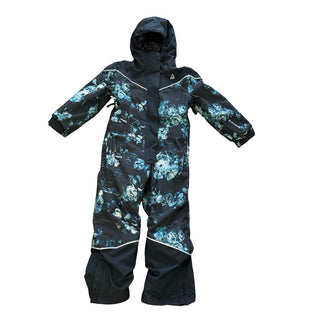 Ripzone Black with Teal Flowers Snowsuit, xs youth