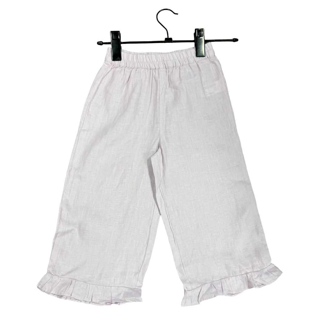 Zara Pink/Purple Straight Leg Pants with Ankle Frill, 4 years