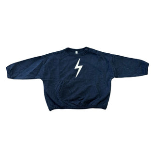 Rylee + Cru Black Crewneck with Lightning Bolt, 6-12 months