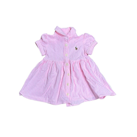 Ralph Lauren Pink and White Striped Collared Polo Dress, 3 months