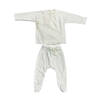 Quincy Mae Cream soft Tie Long Sleeve and Pants with Feet, 6-12 months