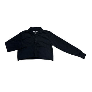 KatieJ Black Collared Long Sleeve Cropped, large