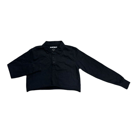 KatieJ Black Collared Long Sleeve Cropped, large