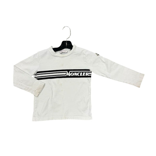 Moncler White Long Sleeve w Black Stripes and Logo, 5 years
