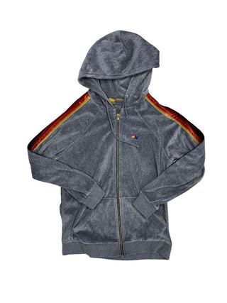 Aviator Nation Velour Zip-up Hooded Sweatshirt, small womens