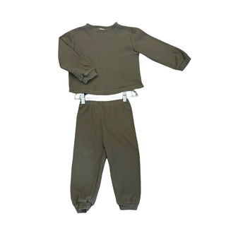 Mikki Rae Little Ones Forest Green Long Sleeve and Pant Waffle Set, 4 years