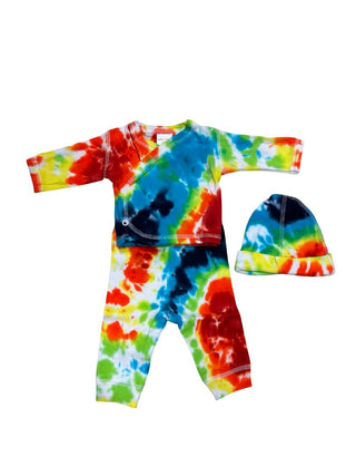 Baby steps Tie Dye Set - Blanket, Shirt, Pants and Hat new, Newborn