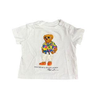 Ralph Lauren White T-Shirt with Polo Bear, 3 month