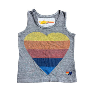 Aviator Nation Grey Tank Top with Rainbow Heart, 2 years