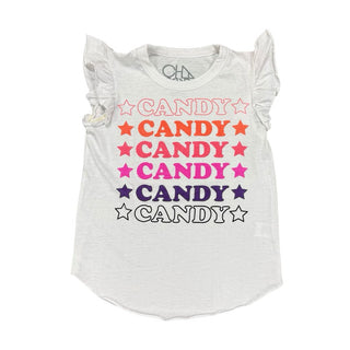Chaser White T-Shirt with Frilly Sleeves and Candy Logo, 7 years