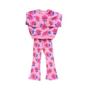 Zara Floral Flare Pants with Crewneck, 3 years
