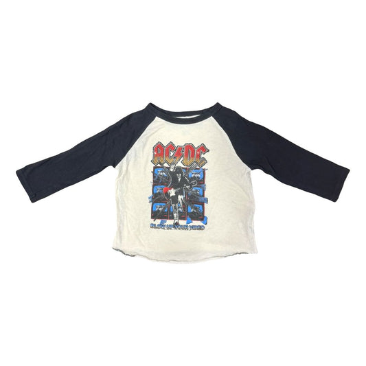 Rowdy Sprout White Long Sleeve with AC/DC Logo, 2 years