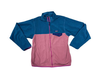 Patagonia Teal and Pink Zip up Fleece Sweater, 16-18 years