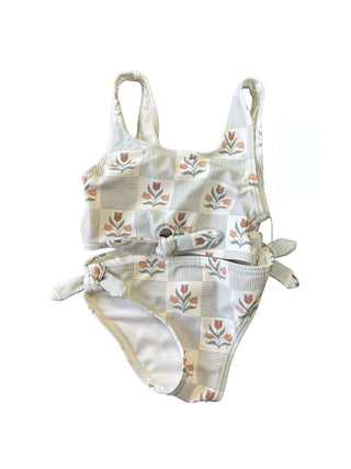 Rylee + Cru Tulip Checker Patterned Bikini, 2-3 years