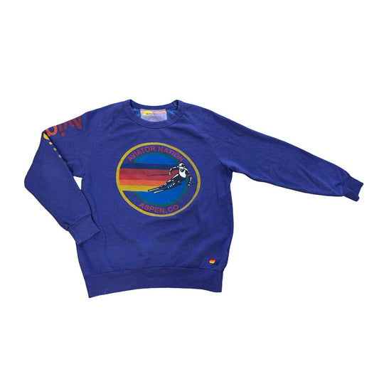 Aviator Nation Purple Crewneck Sweater with Logo, medium