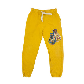 California Vintage Yellow Sweatpants with Boxing Graphic, 4-5 years
