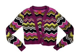 Missoni For Target Purple and Green Chevron Knit Button Up Cardigan, Small Womens