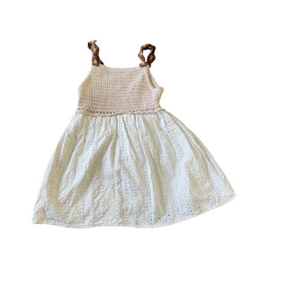 Zara Tan crochet/eyelet dress w/floral straps, 3 years