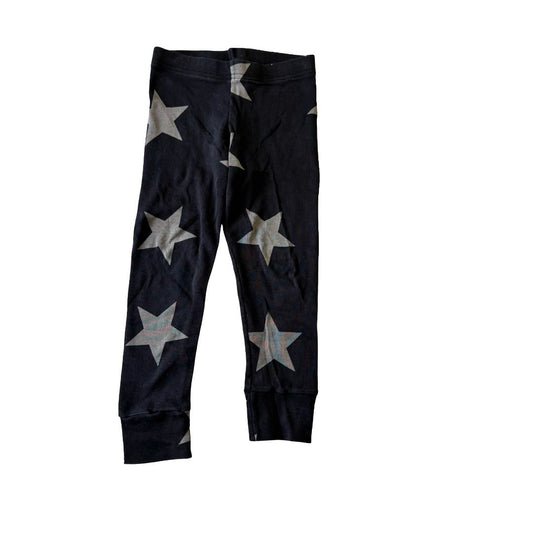 Nununu Black Leggings with Grey Stars, 2-3 years